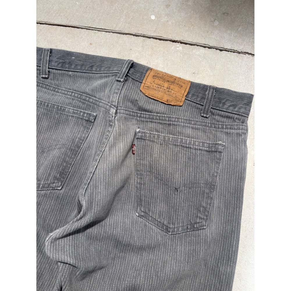 Vintage Levis 505 Grey Pinstripe Jeans Mens 32x32 Straight Leg Red Tab 80s Rare - Picture 4 of 7